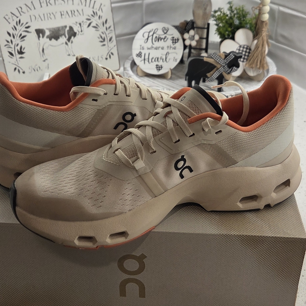 On Clouds Women's Cream and Orange Sneakers - Picture 3 of 5
